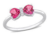 1.00 Carat (ctw) Pink Sapphire Heart Bow Ring in 10K White Gold